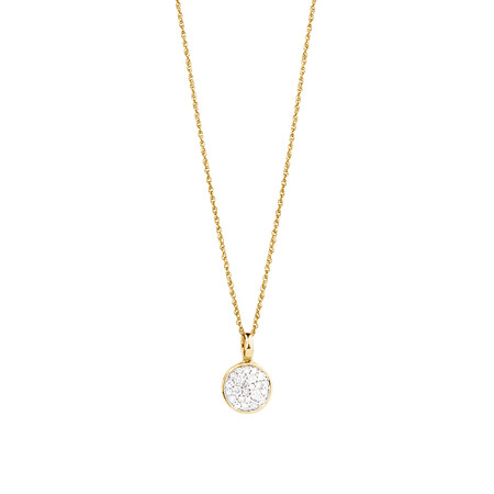 Pave Circle Pendant with 0.19 Carat TW of Diamonds in 10ct Yellow Gold