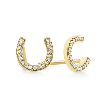 Mini Horseshoe Earrings with Diamonds in 10kt Yellow Gold Mini Horseshoe Earrings with Diamonds in 10kt Yellow Gold
