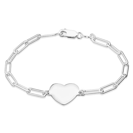 19cm (7.5") Heart Paperclip Bracelet in Sterling Silver 19cm (7.5") Heart Paperclip Bracelet in Sterling Silver