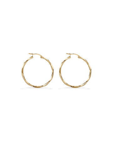 28mm Square Twist Hoop Earrings in 10kt Yellow Gold 28mm Square Twist Hoop Earrings in 10kt Yellow Gold