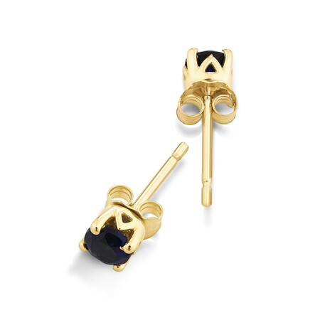 Stud Earrings with Laboratory Created Sapphire in 10kt Yellow Gold Stud Earrings with Laboratory Created Sapphire in 10kt Yellow Gold