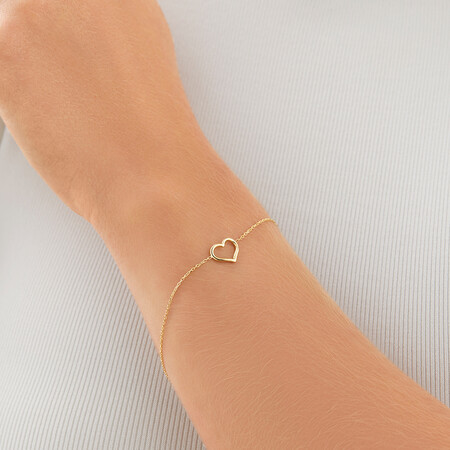 19cm (7.5") Heart Bracelet in 10kt Yellow Gold 19cm (7.5") Heart Bracelet in 10kt Yellow Gold