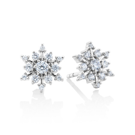 Snowflake Stud Earrings with Cubic Zirconia in Sterling Silver Snowflake Stud Earrings with Cubic Zirconia in Sterling Silver