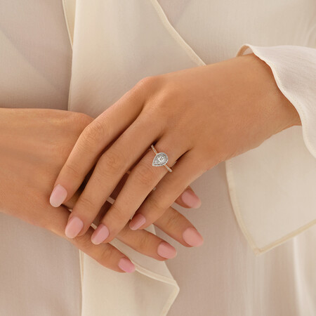 Evermore Halo Pear Engagement Ring with 0.45 Carat TW Diamonds in 10ct Rose & White Gold Evermore Halo Pear Engagement Ring with 0.45 Carat TW Diamonds in 10ct Rose & White Gold