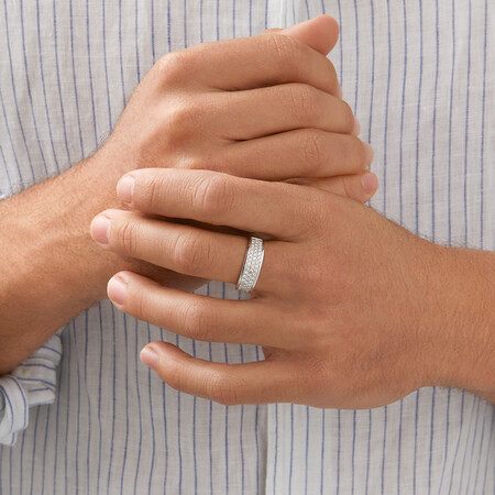 Men's Pave Ring with 0.87 Carat TW of Diamonds in 10kt White Gold Men's Pave Ring with 0.87 Carat TW of Diamonds in 10kt White Gold