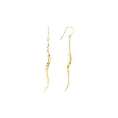 Double Twist Hook Drop Earrings in 10ct Yellow Gold Double Twist Hook Drop Earrings in 10ct Yellow Gold