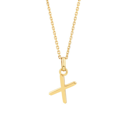 X Initial Pendant in 10kt Yellow Gold