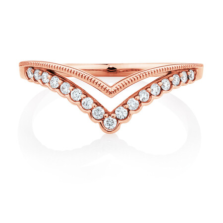 Evermore Chevron Wedding Band with 0.18 Carat TW of Diamonds in 10ct Rose Gold Evermore Chevron Wedding Band with 0.18 Carat TW of Diamonds in 10ct Rose Gold