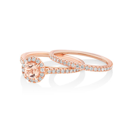 Evermore Bridal Set with Morganite & 0.54 Carat TW of Diamonds in 14ct Rose Gold Evermore Bridal Set with Morganite & 0.54 Carat TW of Diamonds in 14ct Rose Gold