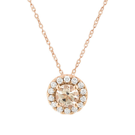 Pendant with Morganite & 0.15 Carat TW of Diamonds in 10ct Rose Gold Pendant with Morganite & 0.15 Carat TW of Diamonds in 10ct Rose Gold
