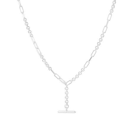 45cm (18") 3mm-3.5mm Width Belcher T-bar Fob Chain in Sterling Silver 45cm (18") 3mm-3.5mm Width Belcher T-bar Fob Chain in Sterling Silver