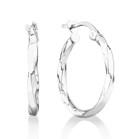 18mm Square Twist Hoop Earrings in 10kt White Gold 18mm Square Twist Hoop Earrings in 10kt White Gold