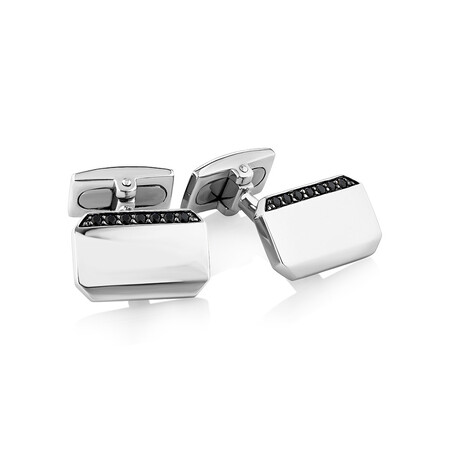 Cufflinks with Black Cubic Zirconia in Sterling Silver Cufflinks with Black Cubic Zirconia in Sterling Silver