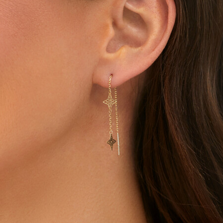 Double Star Threader Earrings in 10kt Yellow Gold Double Star Threader Earrings in 10kt Yellow Gold