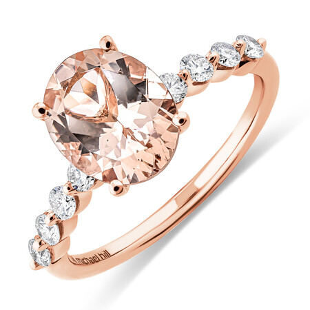 Ring with Morganite and 0.33 Carat TW of Diamonds in 10kt Rose Gold