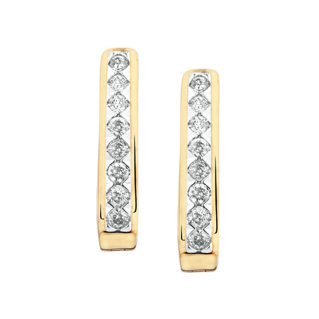 Huggie Earrings with 0.34 Carat TW of Diamonds in 10ct Yellow Gold Huggie Earrings with 0.34 Carat TW of Diamonds in 10ct Yellow Gold