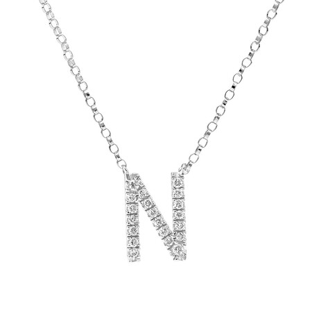 "N" Initial necklace with 0.10 Carat TW of Diamonds in 10ct White Gold "N" Initial necklace with 0.10 Carat TW of Diamonds in 10ct White Gold