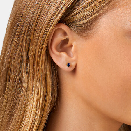 Stud Earrings with Laboratory Created Sapphire in 10kt Yellow Gold Stud Earrings with Laboratory Created Sapphire in 10kt Yellow Gold