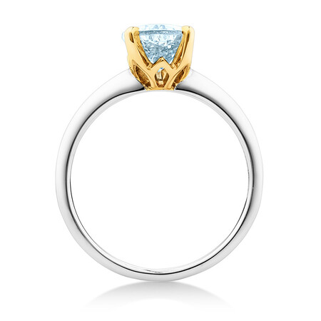 Ring with Aquamarine in 10kt Yellow Gold & Sterling Silver Ring with Aquamarine in 10kt Yellow Gold & Sterling Silver