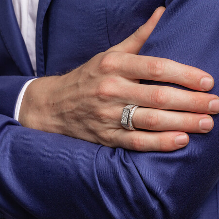 Men's Ring with 2 Carat TW of Diamonds in 14ct White Gold Men's Ring with 2 Carat TW of Diamonds in 14ct White Gold