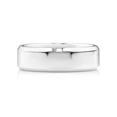 7mm Flat Bevelled Wedding Band in 10kt White Gold 7mm Flat Bevelled Wedding Band in 10kt White Gold