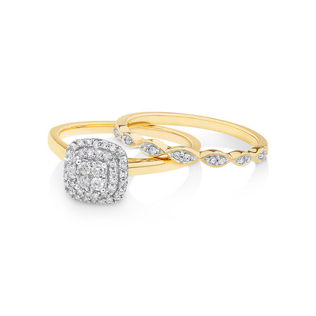 Evermore Bridal Set with 0.25 Carat TW of Diamonds in 10ct Yellow & White Gold Evermore Bridal Set with 0.25 Carat TW of Diamonds in 10ct Yellow & White Gold