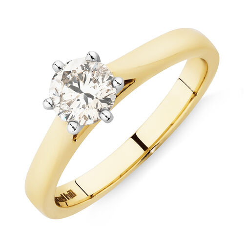 Solitaire Engagement Ring with a 0.70 Carat TW Diamond in 14kt Yellow/White Gold