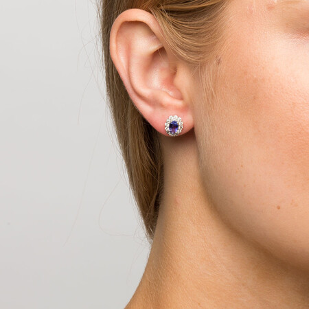 Stud Earrings with Tanzanite & 1/2 Carat TW of Diamonds in 10ct White Gold Stud Earrings with Tanzanite & 1/2 Carat TW of Diamonds in 10ct White Gold