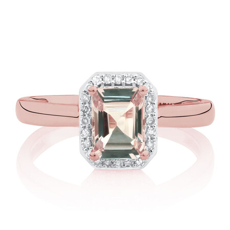 Ring with Morganite & Diamonds in 10ct Rose Gold Ring with Morganite & Diamonds in 10ct Rose Gold