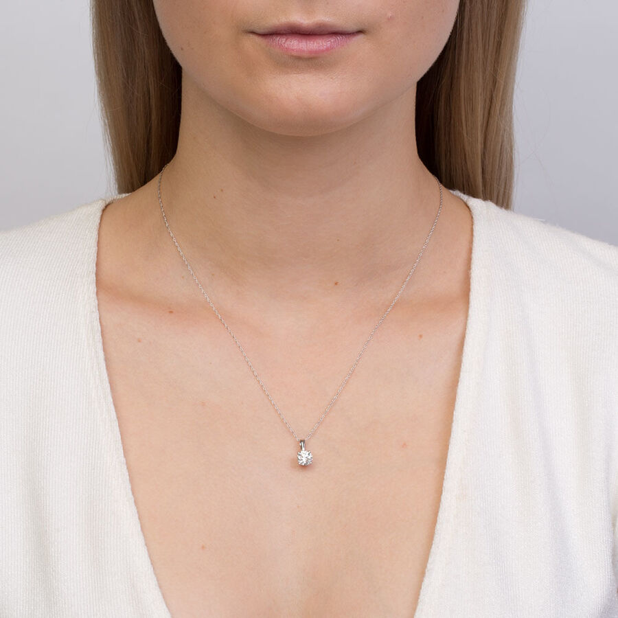 Solitaire Pendant With A 1 Carat Diamond In 18ct White Gold