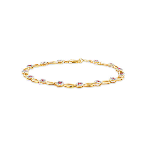Bracelet with Laboratory Created Ruby & 0.25 Carat TW of Natural Diamonds in 10kt Yellow Gold