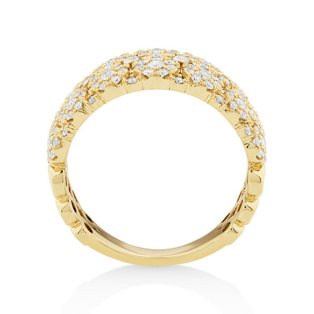 Two Row Ring with 0.90 Carat TW of Diamonds in 10kt Yellow Gold Two Row Ring with 0.90 Carat TW of Diamonds in 10kt Yellow Gold