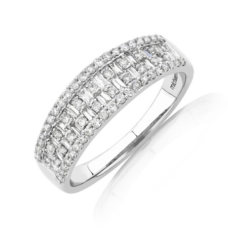Multi Row Ring with 0.50 Carat TW Diamond in 10kt White Gold Multi Row Ring with 0.50 Carat TW Diamond in 10kt White Gold