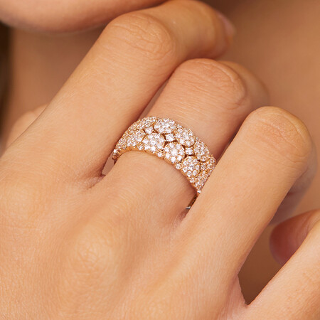 Two Row Ring with 0.90 Carat TW of Diamonds in 10kt Yellow Gold Two Row Ring with 0.90 Carat TW of Diamonds in 10kt Yellow Gold