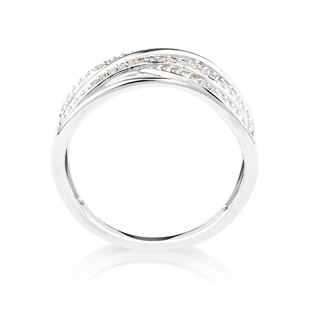 Crossover Ring with Diamonds in Sterling Silver Crossover Ring with Diamonds in Sterling Silver