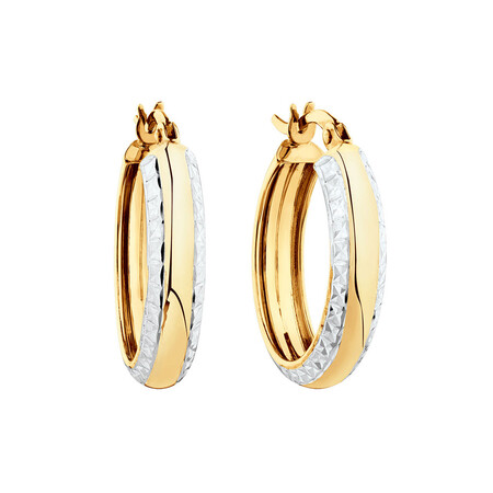 Hoop Earrings in 10ct Yellow & White Gold Hoop Earrings in 10ct Yellow & White Gold