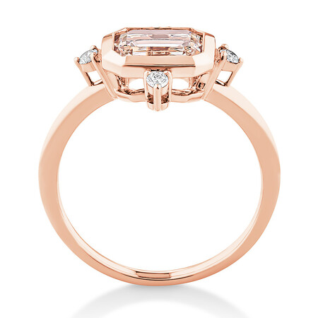 Bezel Ring with Morganite & Diamonds in 10kt Rose Gold Bezel Ring with Morganite & Diamonds in 10kt Rose Gold