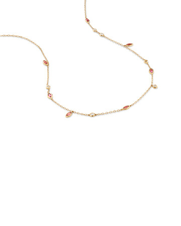 Necklace with Green Tourmaline & 0.14 Carat TW of Diamonds in 10kt Yellow Gold Necklace with Green Tourmaline & 0.14 Carat TW of Diamonds in 10kt Yellow Gold
