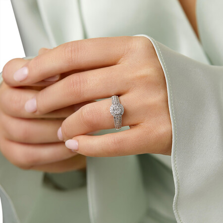 Round Halo Ring with 0.50 Carat TW of Diamonds in 10kt White Gold Round Halo Ring with 0.50 Carat TW of Diamonds in 10kt White Gold