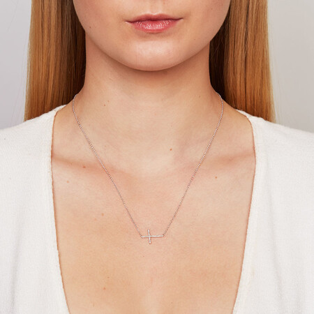 Cross Pendant with Diamonds in Sterling Silver Cross Pendant with Diamonds in Sterling Silver