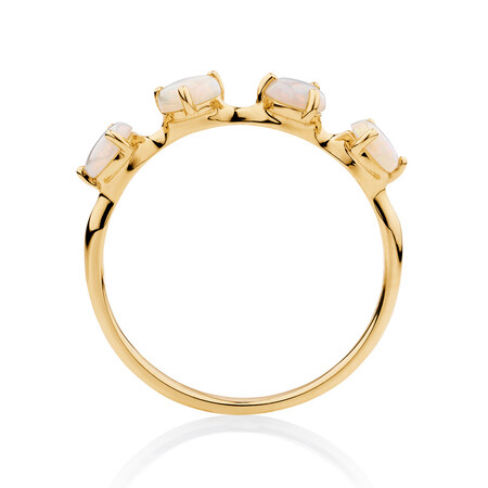 Ring with Natural White Opals in 10ct Yellow Gold Ring with Natural White Opals in 10ct Yellow Gold