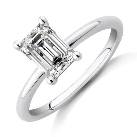 1.25 Carat Emerald Cut Laboratory-Created Diamond Ring In 14kt White Gold