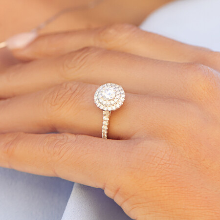 Sir Michael Hill Designer Double Halo Engagement Ring with 1 1/5 Carat TW of Diamonds in 14kt White & Rose Gold Sir Michael Hill Designer Double Halo Engagement Ring with 1 1/5 Carat TW of Diamonds in 14kt White & Rose Gold