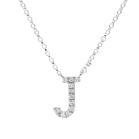 J' Initial necklace with 0.10 Carat TW of Diamonds in 10ct White Gold J' Initial necklace with 0.10 Carat TW of Diamonds in 10ct White Gold