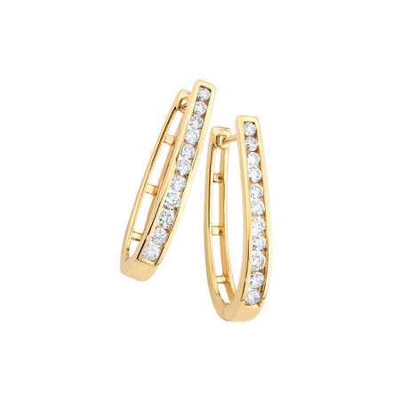 Hoop Earrings with 1 Carat TW of Diamonds in 10ct Yellow Gold Hoop Earrings with 1 Carat TW of Diamonds in 10ct Yellow Gold