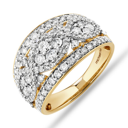 Cluster Ring with 1.25 Carat TW of Diamonds in 10kt Yellow Gold Cluster Ring with 1.25 Carat TW of Diamonds in 10kt Yellow Gold