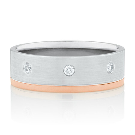 Men's Ring with Diamonds in 10ct White & Rose Gold Men's Ring with Diamonds in 10ct White & Rose Gold