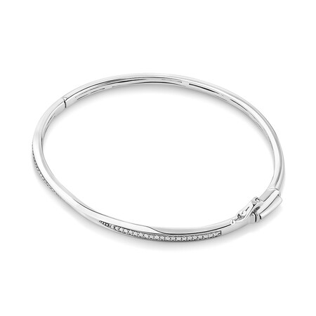 Twist Bangle with 0.20 Carat TW of Diamonds in Sterling Silver Twist Bangle with 0.20 Carat TW of Diamonds in Sterling Silver
