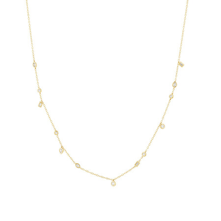 Station Necklace with 0.34 Carat TW of Diamonds in 10kt Yellow Gold Station Necklace with 0.34 Carat TW of Diamonds in 10kt Yellow Gold