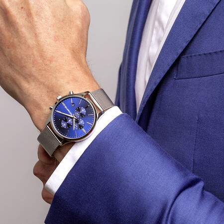 Men's Chronograph Watch in Silver Tone Stainless Steel Men's Chronograph Watch in Silver Tone Stainless Steel